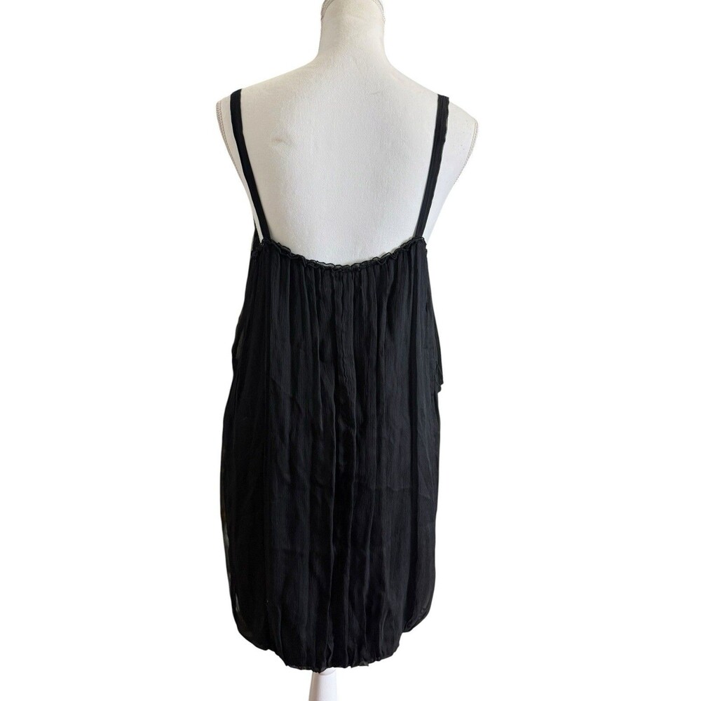 Alice + Olivia Black 100% Silk Rosette Babydoll Mini Dress Size Small - Picture 4 of 10